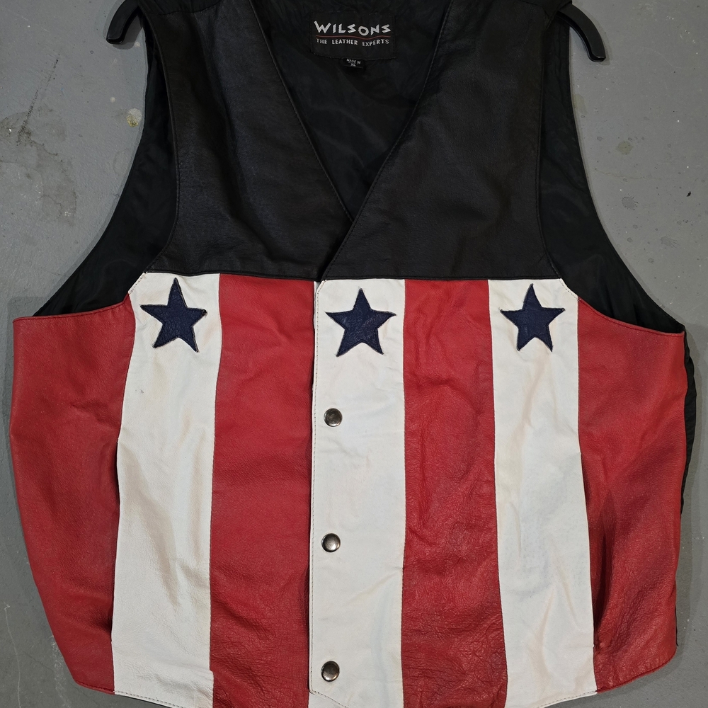 Wilsons Leather Red, White, and Black Jacket
